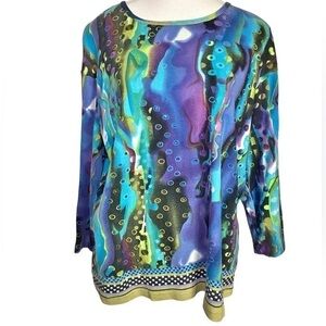 Take Two Vintage Multi Pattern Quarter Sleeve Top with Glitter Embellishments